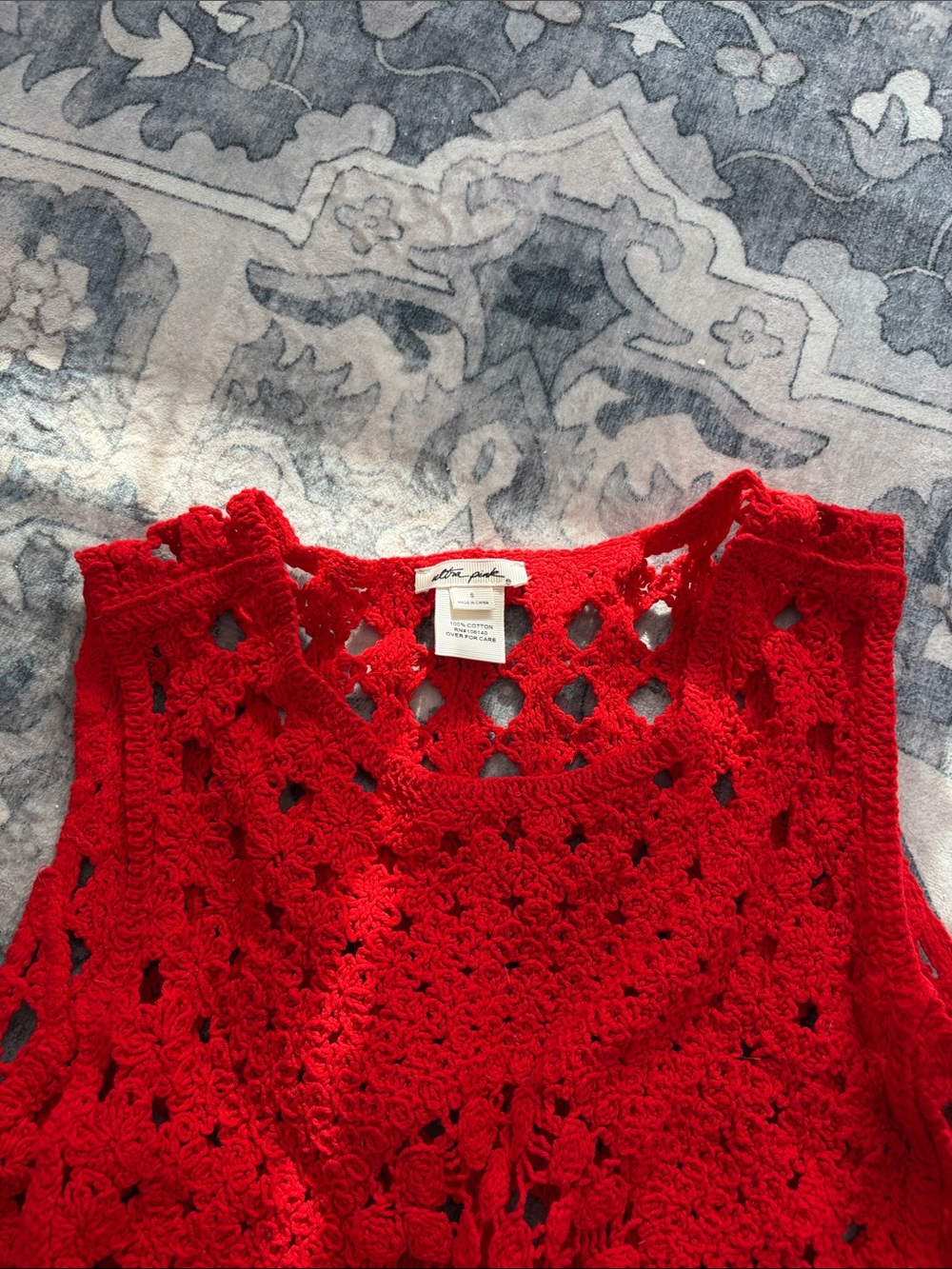 Ultra Pink Crochet Red Tank - Picture 2 of 2